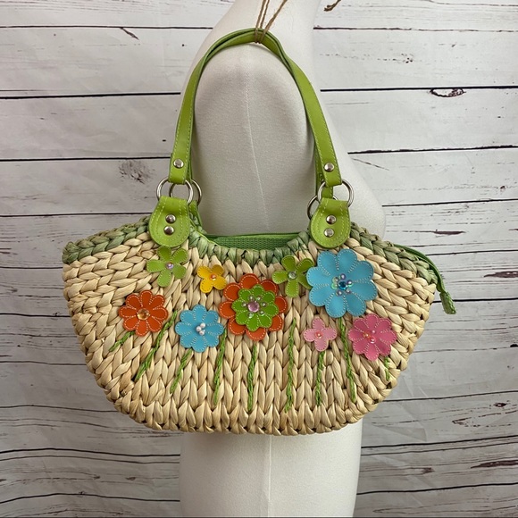 Gabaangs Handbags - Gabaangs Straw Handbag Floral Green